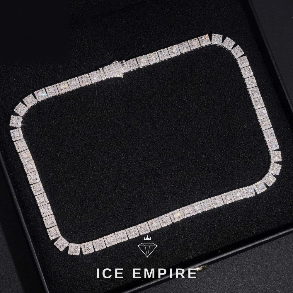 Iced Out Cluster Gold Plated Moissanite Cuban Chain