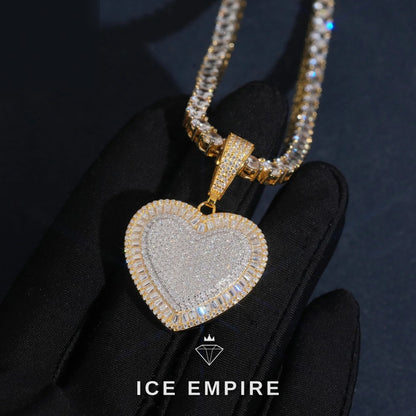 Iced Out Heart 925 Silver Moissanite Pendant