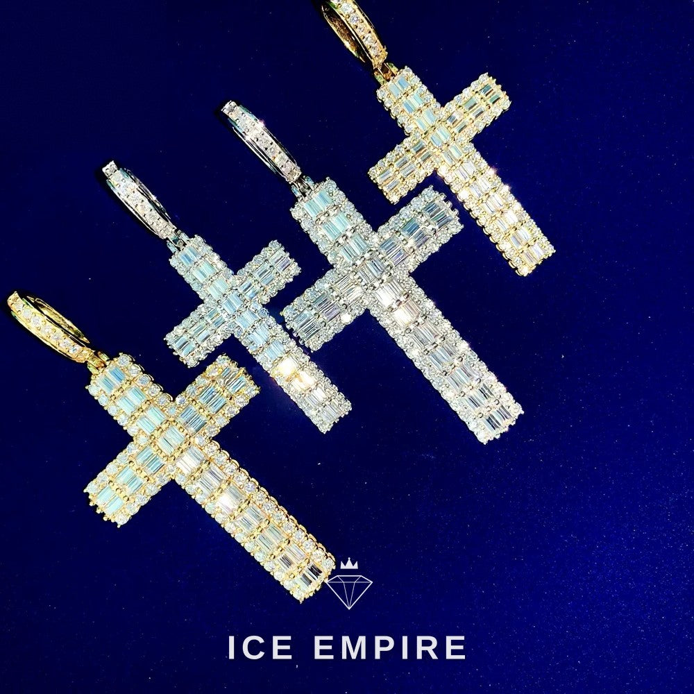 Iced Out Baguette Rose Gold Plated Moissanite Pendant