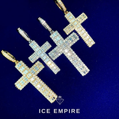 Iced Out Baguette Rose Gold Plated Moissanite Pendant