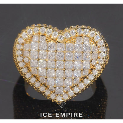 Iced Out Heart 925 Silver Moissanite Ring