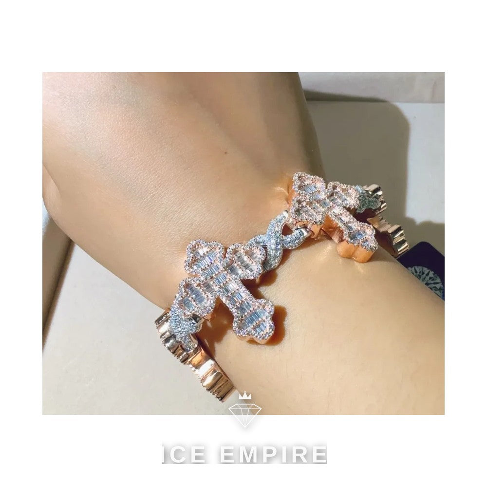 Iced Out Rose Gold Plated Moissanite Cuban Chain