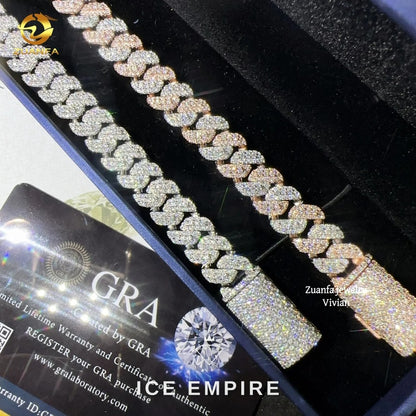 Iced Out 925 Silver Moissanite Cuban Chain