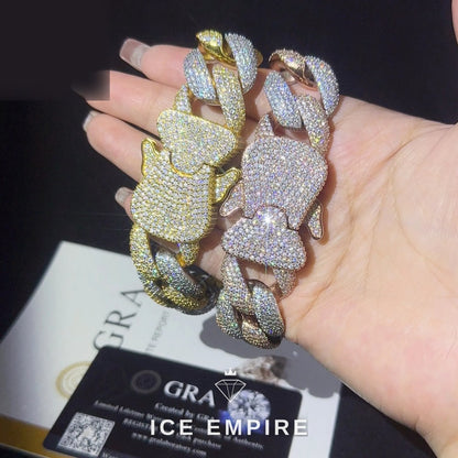 Iced Out 925 Silver Moissanite Cuban Chain