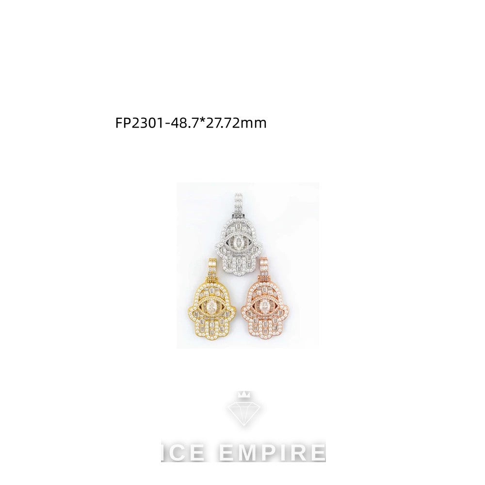 Iced Out Baguette Rose Gold Plated Pendant