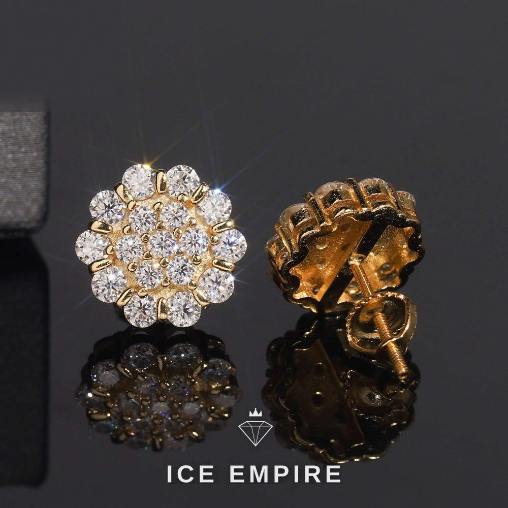 Iced Out Rose Gold Plated Moissanite Stud Earrings
