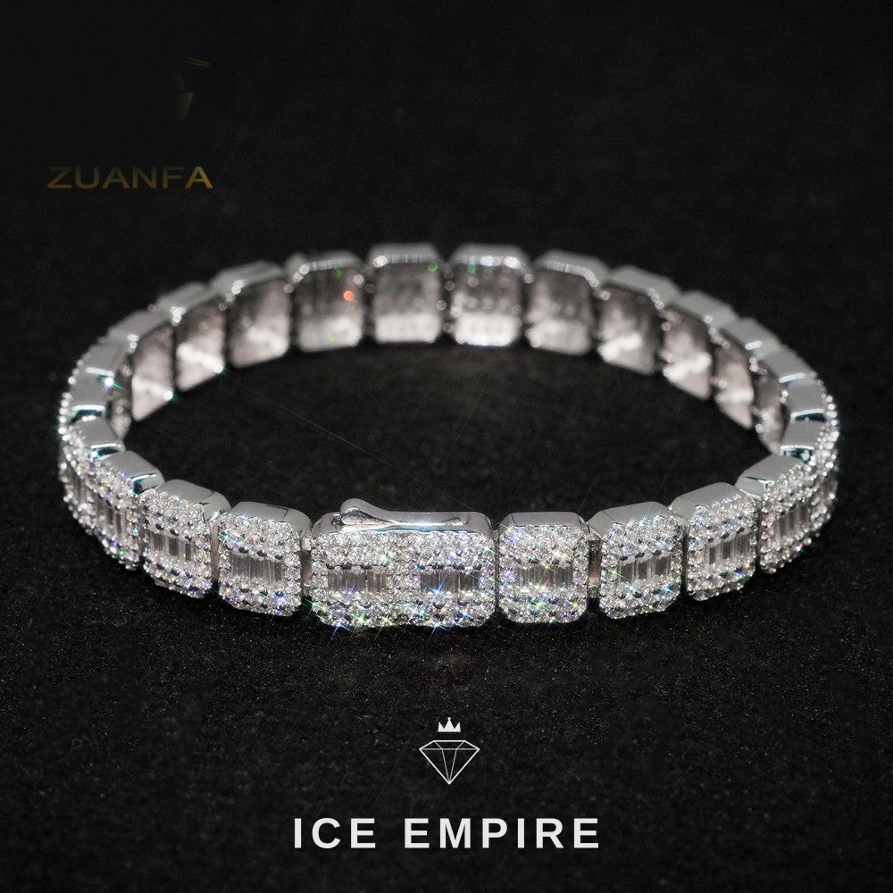 Iced Out Baguette Rose Gold Plated Moissanite Cuban Chain