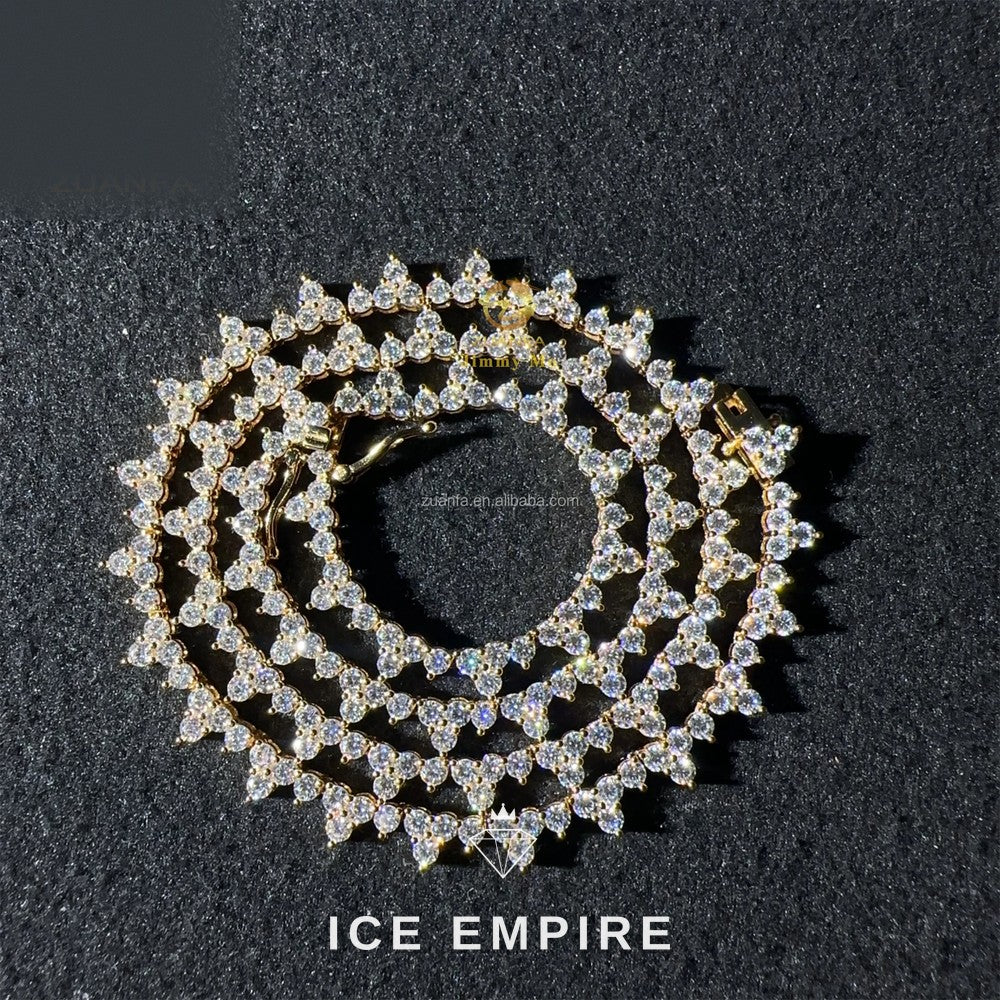 Iced Out Cluster Rose Gold Plated Moissanite Cuban Chain