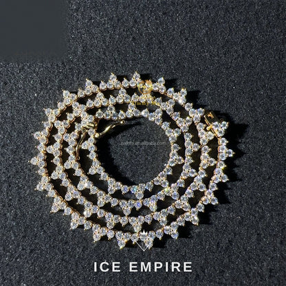 Iced Out Cluster Rose Gold Plated Moissanite Cuban Chain