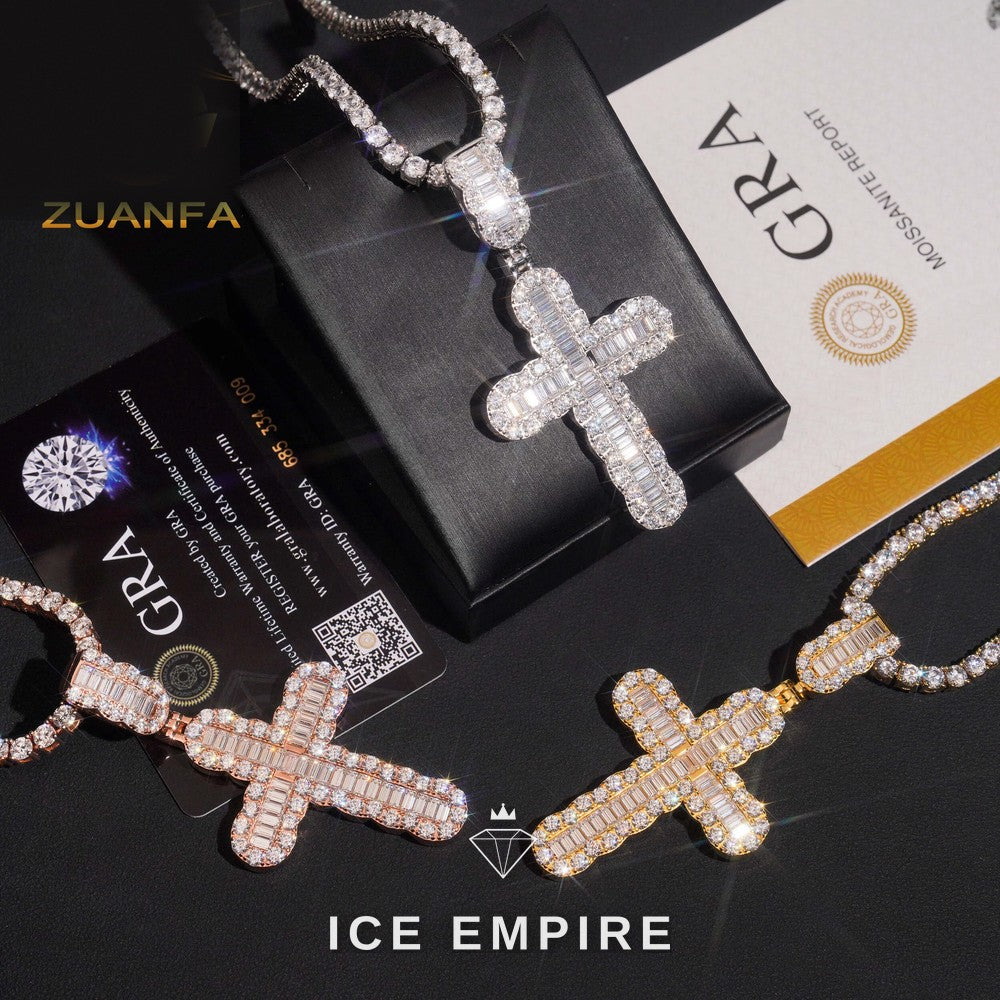 Iced Out Baguette Rose Gold Plated Moissanite Pendant