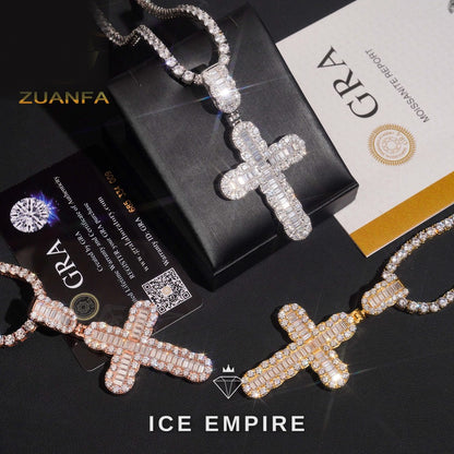 Iced Out Baguette Rose Gold Plated Moissanite Pendant