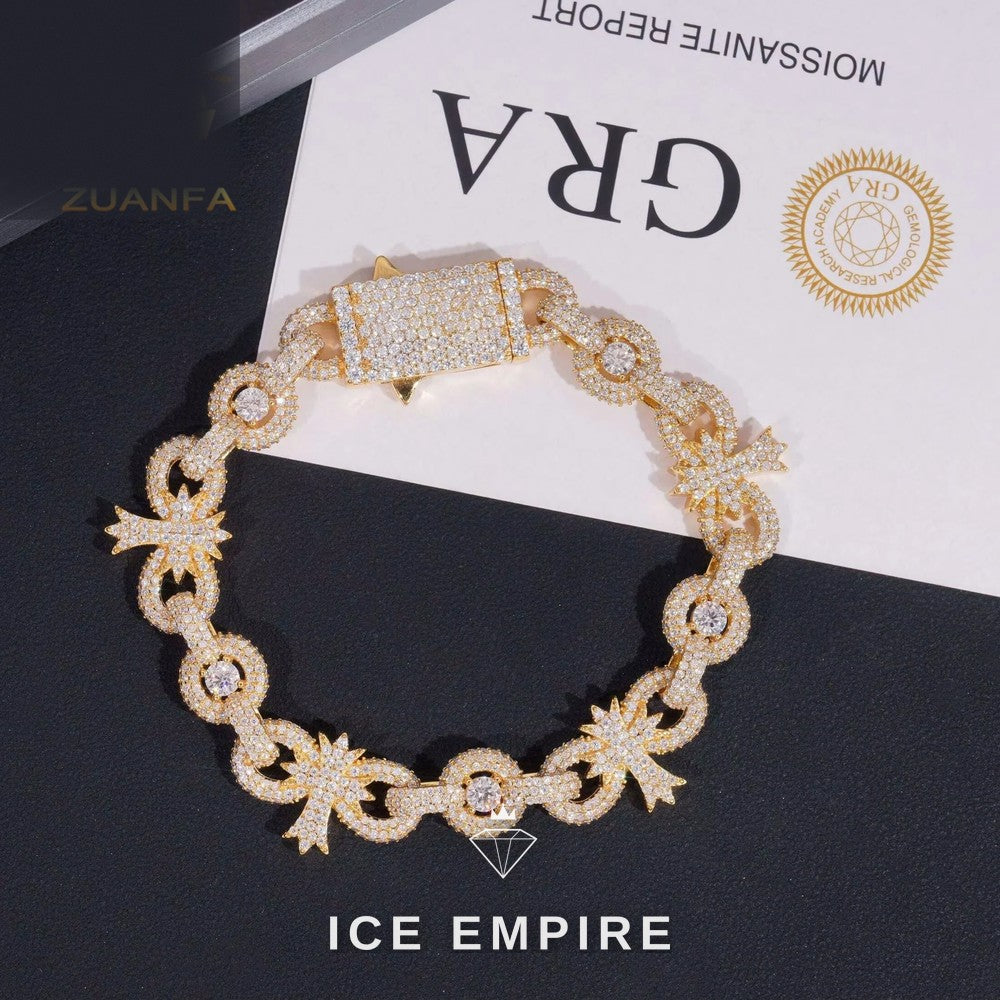 Iced Out Cross 925 Silver Moissanite Cuban Chain