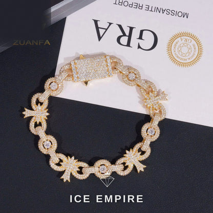 Iced Out Cross 925 Silver Moissanite Cuban Chain
