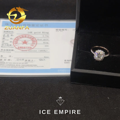 Iced Out Rose Gold Moissanite Engagement Ring