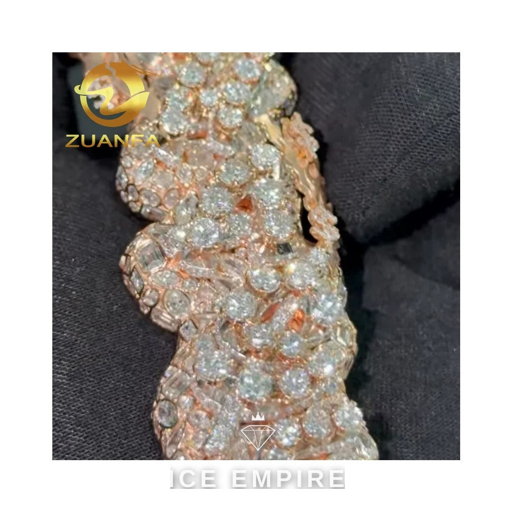 Iced Out Rose Gold Plated Moissanite Pendant