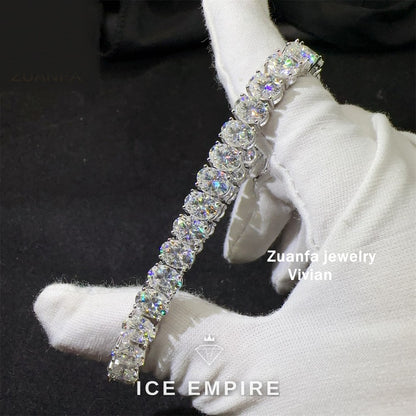 Iced Out 925 Silver Moissanite Tennis Chain