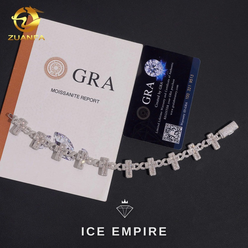 Iced Out Cross Rose Gold Plated Moissanite Cuban Chain