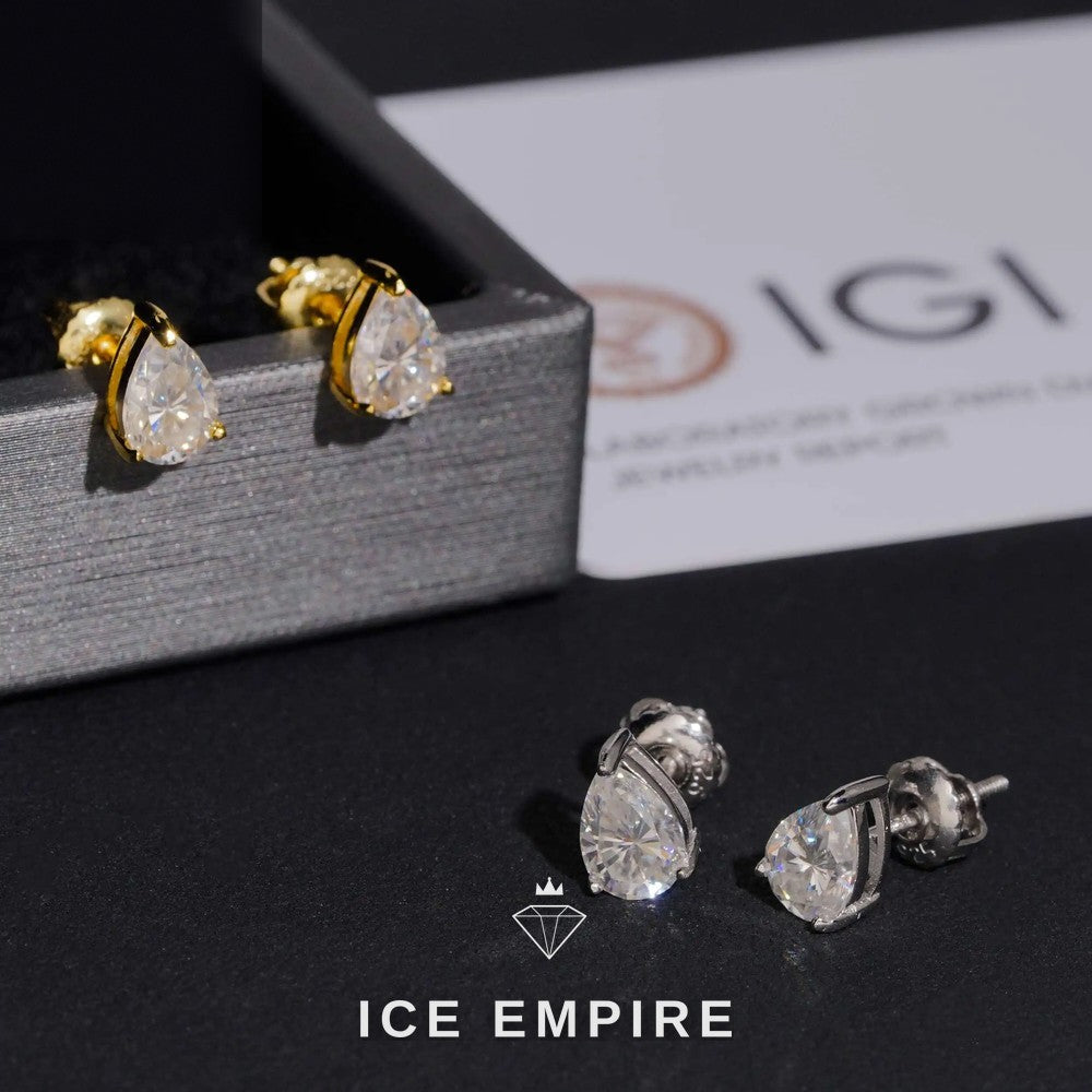 Iced Out 10K Gold Lab Grown Diamond Stud Earrings