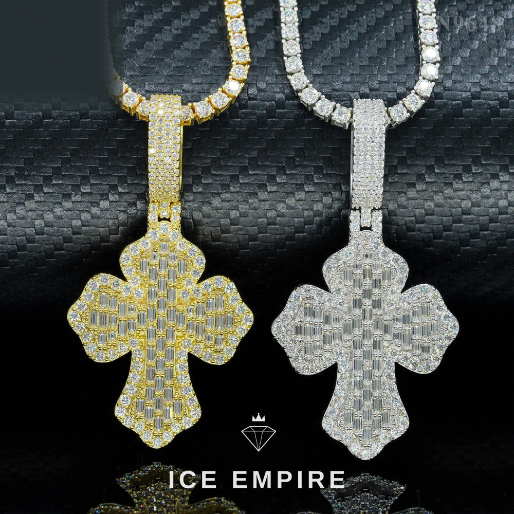 Iced Out Baguette Rose Gold Plated Moissanite Pendant