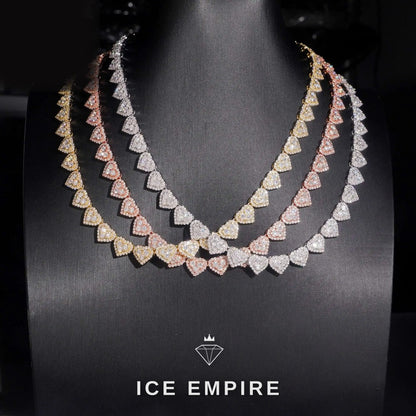 Iced Out Heart Rose Gold Plated Moissanite Cuban Chain
