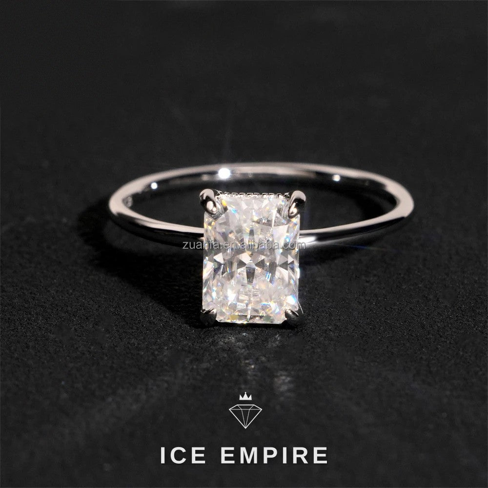 Iced Out 925 Silver Moissanite Engagement Ring