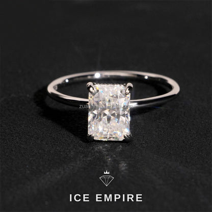 Iced Out 925 Silver Moissanite Engagement Ring
