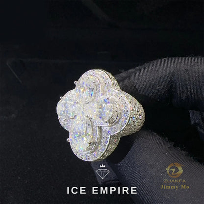 Iced Out Cross 925 Silver Moissanite Ring