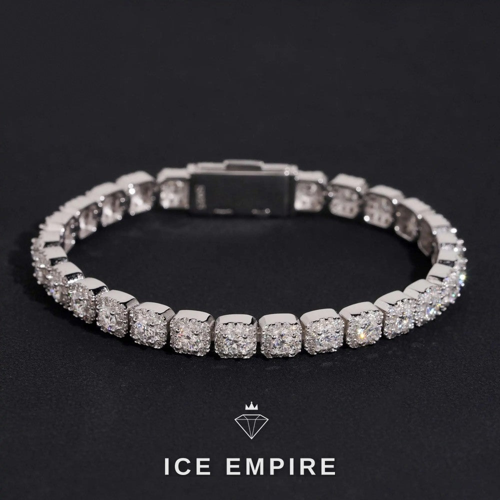 Iced Out Cluster Gold Plated Moissanite Cuban Chain