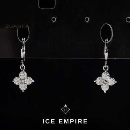 Iced Out 925 Silver Moissanite Hoop Earrings