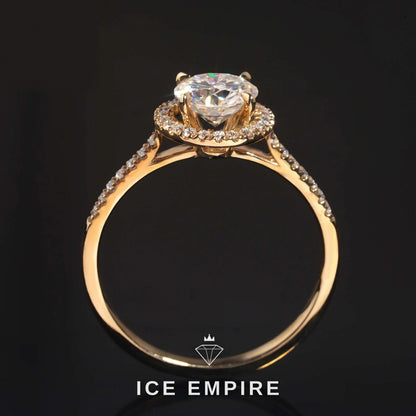 Iced Out 10K Gold Moissanite Engagement Ring