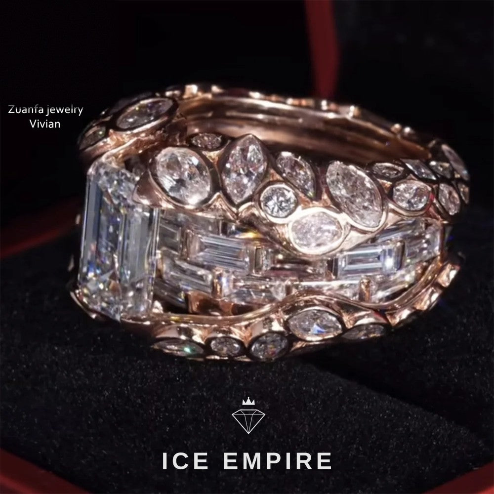 Iced Out 925 Silver Moissanite Ring
