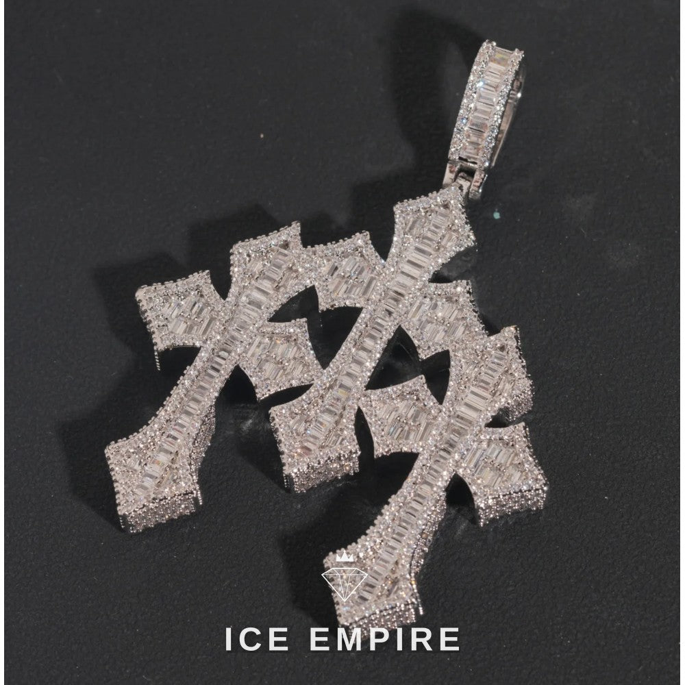 Iced Out Cross 925 Silver Moissanite Pendant