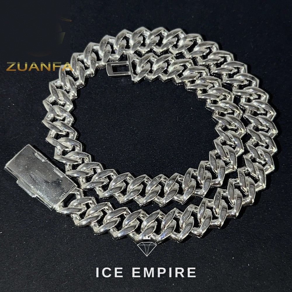 Iced Out Baguette Rose Gold Plated Moissanite Cuban Chain