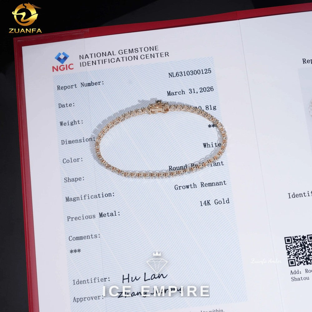 Iced Out 14K Gold Lab Grown Diamond Tennis Bracelet