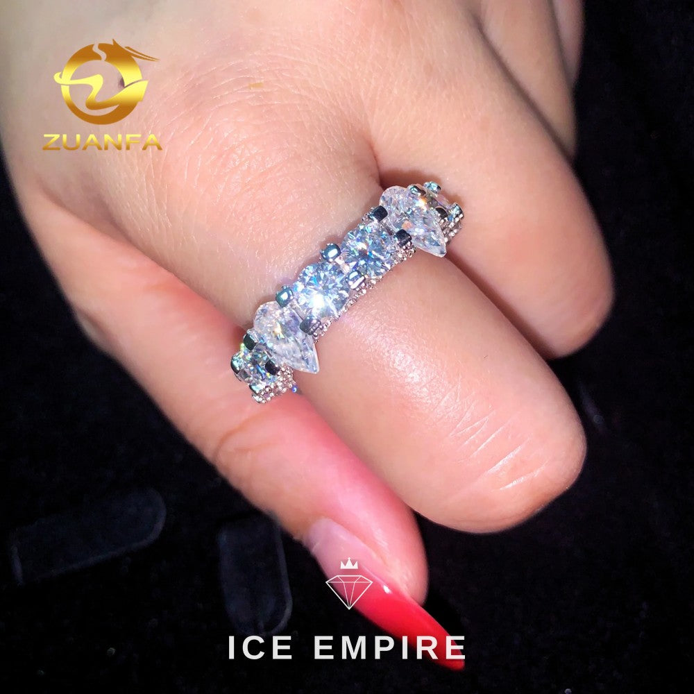 Iced Out 925 Silver Moissanite Engagement Ring