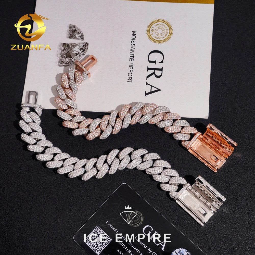 Iced Out 925 Silver Moissanite Cuban Chain