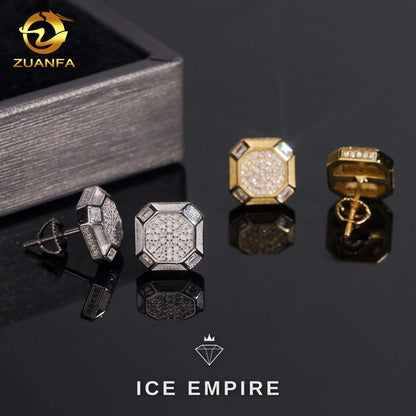 Iced Out 925 Silver Moissanite Stud Earrings