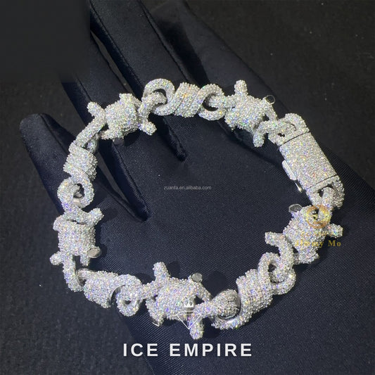 Iced Out 925 Silver Moissanite Cuban Chain