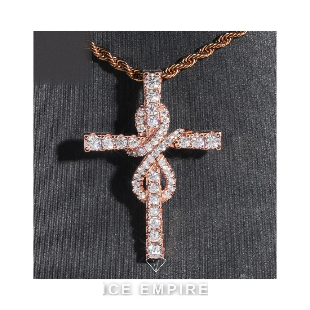 Iced Out Cross 925 Silver Pendant