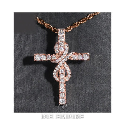 Iced Out Cross 925 Silver Pendant