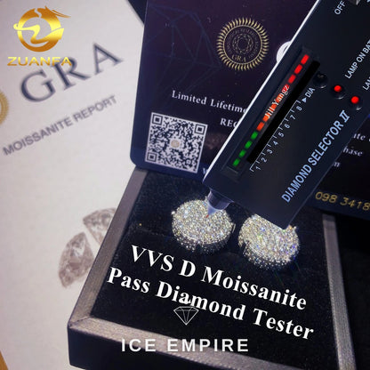 Iced Out 925 Silver Moissanite Earrings