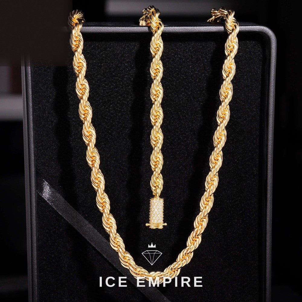 Iced Out Rose Gold Moissanite Rope Chain