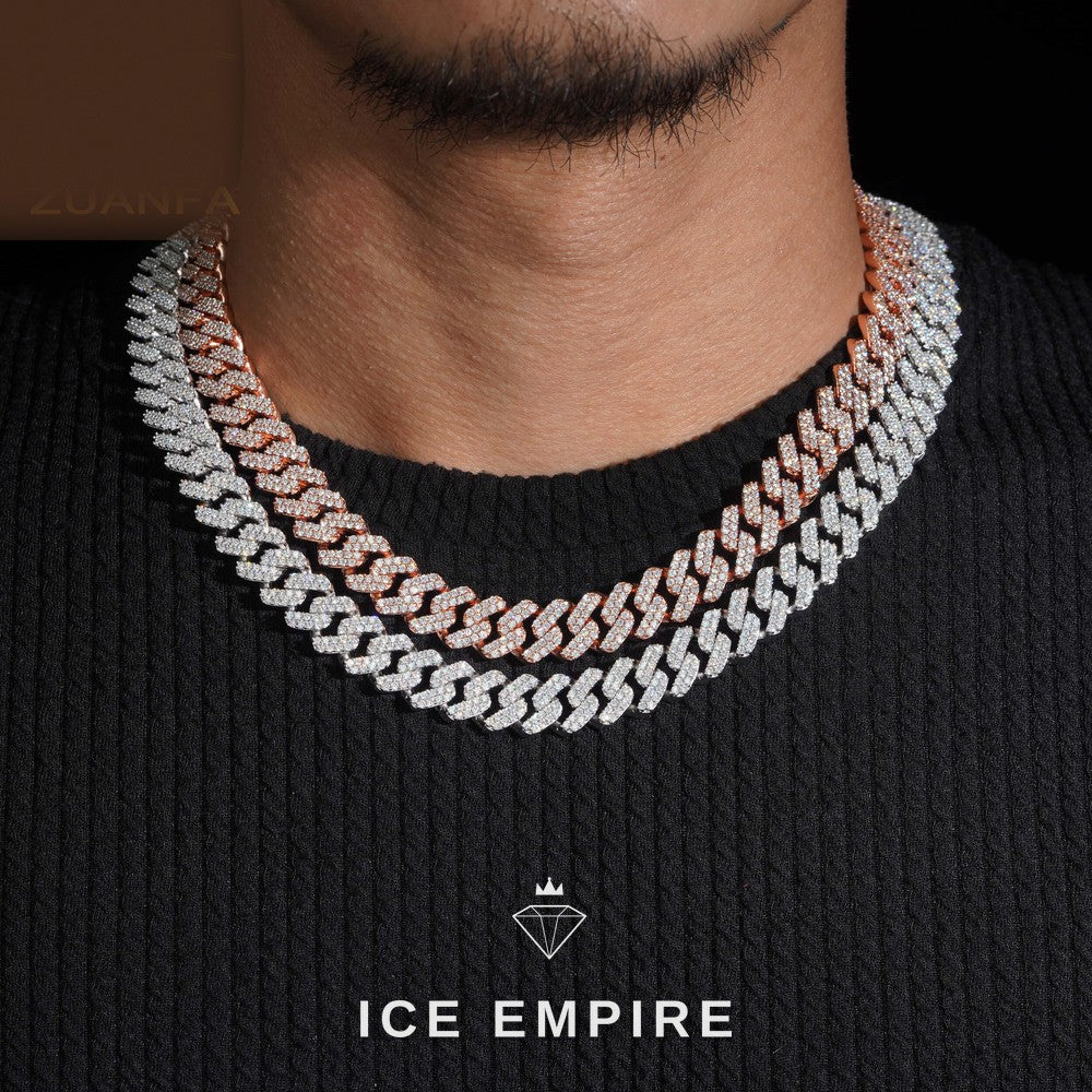 Iced Out 925 Silver Moissanite Cuban Chain