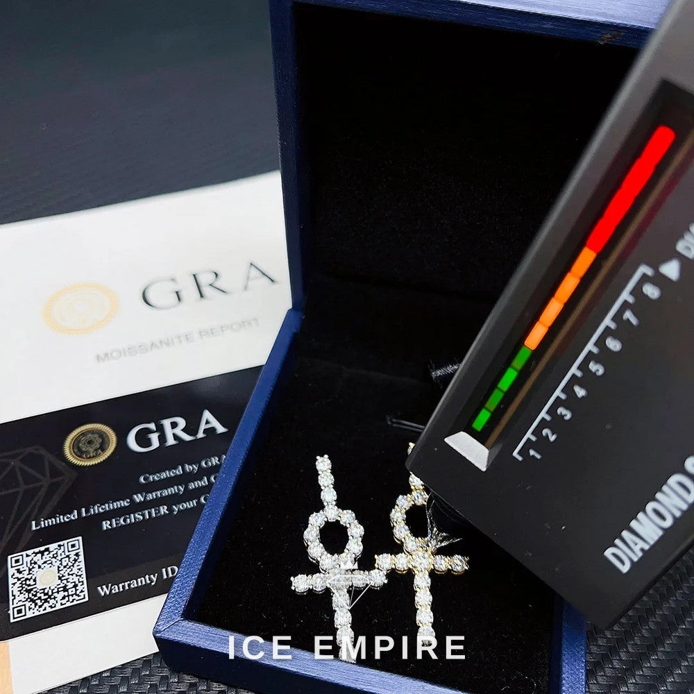Iced Out Cross Rose Gold Plated Moissanite Pendant