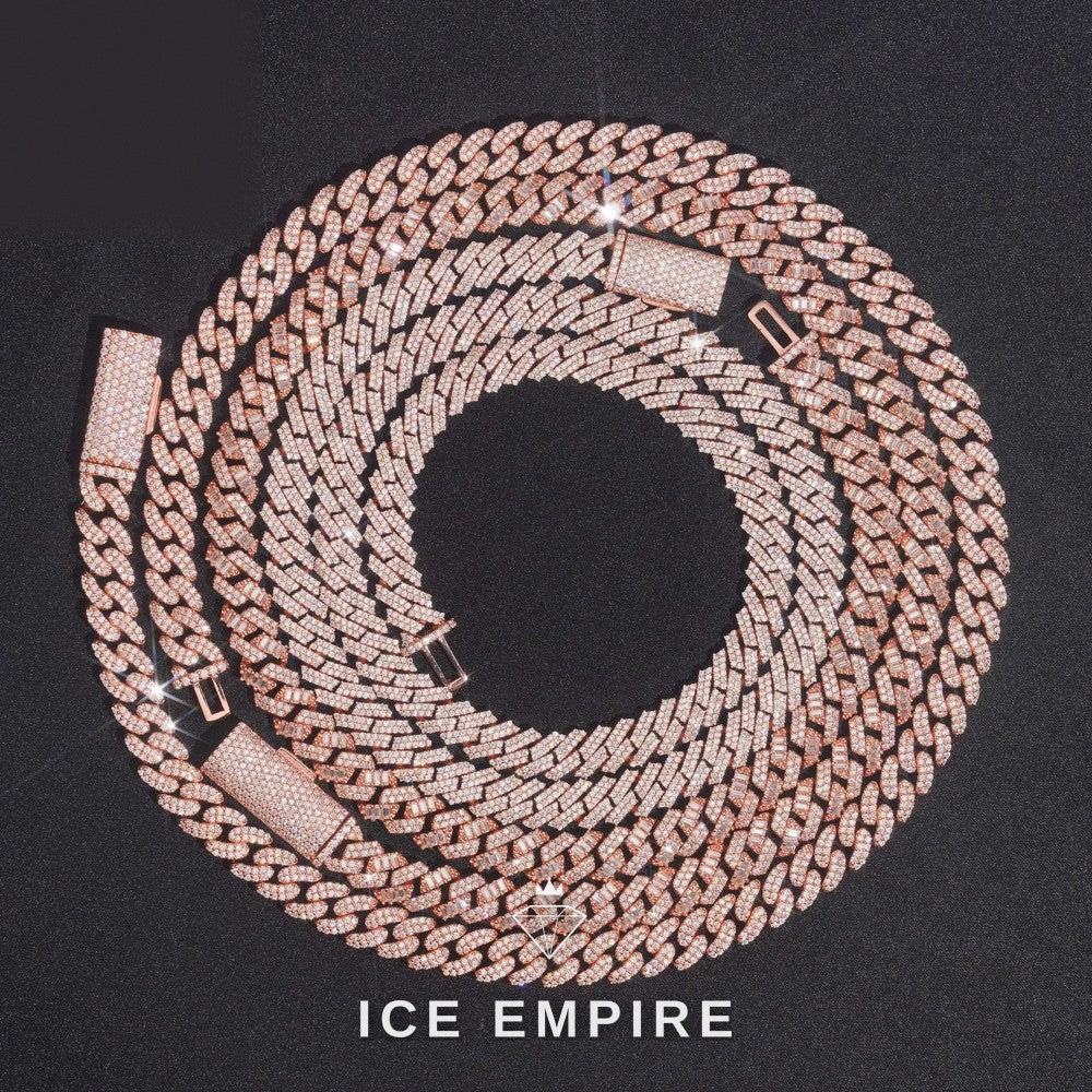 Iced Out Rose Gold Plated Moissanite Cuban Chain