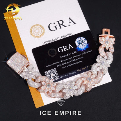 Iced Out 925 Silver Moissanite Cuban Chain