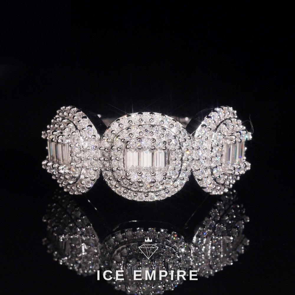 Iced Out Baguette 925 Silver Moissanite Ring
