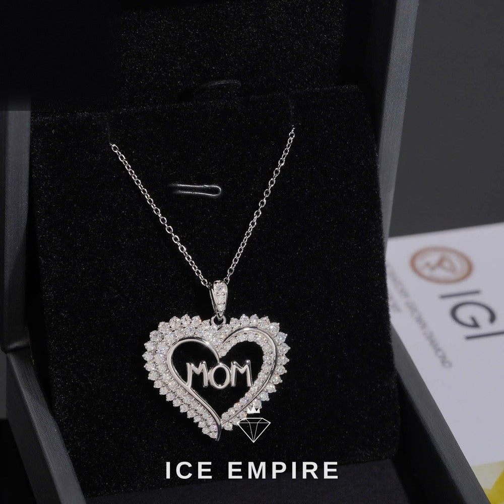 Iced Out Heart 925 Silver Lab Grown Diamond Pendant