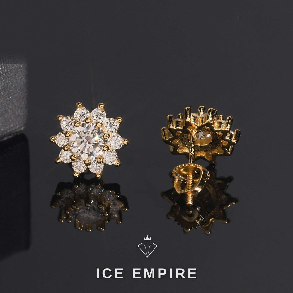Iced Out 925 Silver Moissanite Stud Earrings