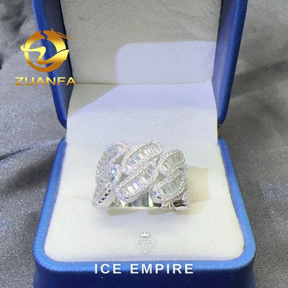 Iced Out Baguette 925 Silver Moissanite Cuban Chain